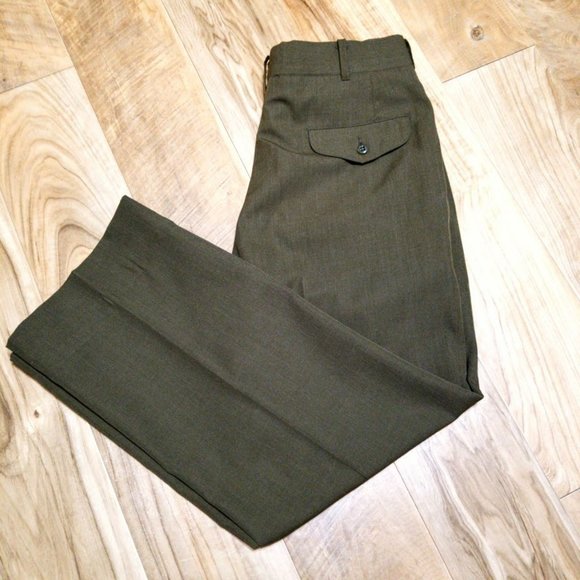 USMC US Marine Pants Military Wool Blend Dress Trousers 35R Green 35x28 Gorpcore